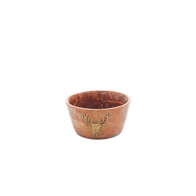 Keramiek goud/bruin old look met rendier rond D21 H11 B16cm Keramiek goud/bruin old look met rendier rond D21 H11 B16cm