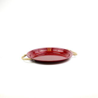 Zink plateau rond rood met dikke touworen D29 H2,5cm