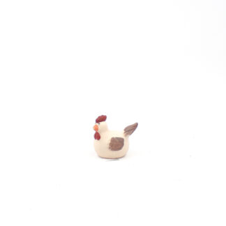 Keramiek kip wit/creme met bruin 10,5x7 H9,5cm (geen gat)