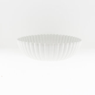 Plastic planter wit/lichtgrijs met ribbel rond D30 H9cm
