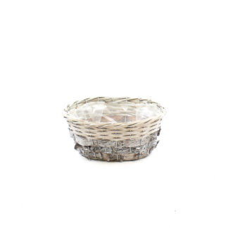 Mand wilg naturel met schors ovaal 25x20 H12 B19x12cm