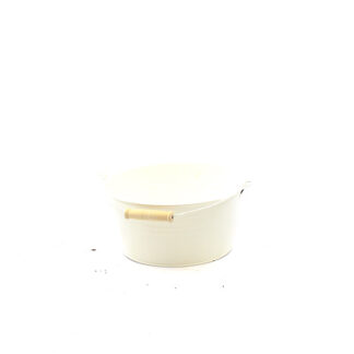 Zink creme met hengsel rond D21 H10 B17cm
