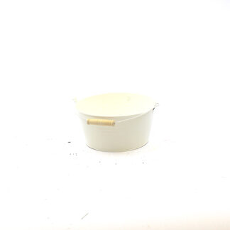 Zink creme met hengsel rond D21 H10 B17cm