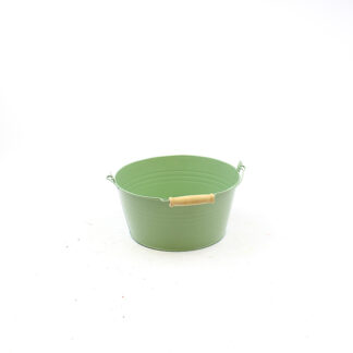 Zink groen met hengsel rond D21 H10 B17cm