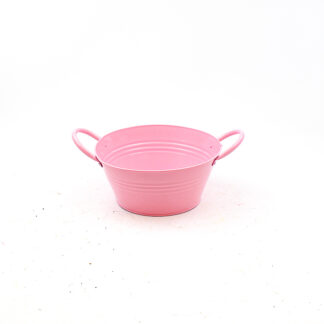 Zink teil roze met oren rond D22 H10 B15cm