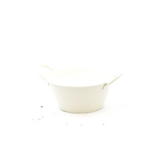 Zink teil creme met oren rond D22 H10 B15cm