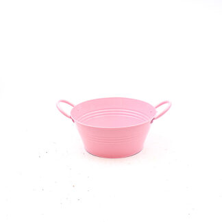Zink teil roze met oren rond D24 H11 B17cm