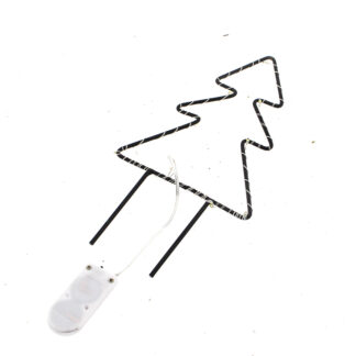 Zinken ster 11x11cm mat zwart met led-verlichting op 2 stekers tot. H18cm