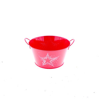 Zink rood met witte ster met oren rond D21 H11 B15cm (100.4385)
