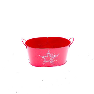 Zink rood met witte ster met oren ovaal 24x15 H11 B20,5x12,5cm (100.4387)
