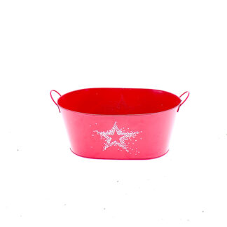 Zink rood met witte ster met oren ovaal 30x18 H13 B25x13cm (100.4388)