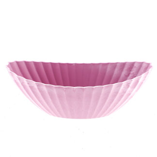 Plastic planter roze met ribbel boot 36x15 H14cm