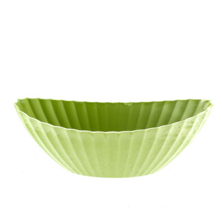 Plastic planter groen met ribbel boot 36x15 H14cm