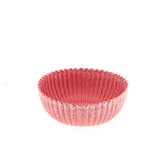 Plastic planter oranje met ribbel rond D20 H7,5cm