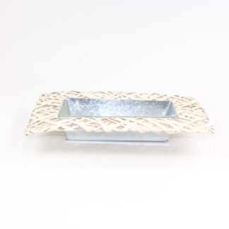 Plateau rechthoek met wilg wit 40x26 H7cm