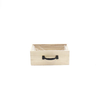 Houten lade naturel met metalen handvat 25x13 H10cm