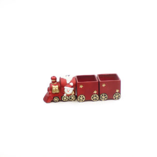 Trein met 2x wagon rood 29x8 H9,5cm