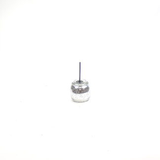 Ronde glasbal antiek zilver D8 op steker 7,5cm