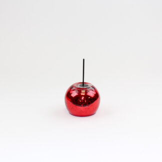 Ronde glasbal antiek rood D10 H8 op steker 7,5cm