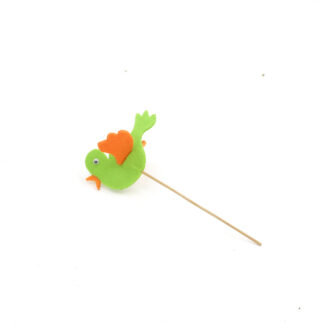 Vilten vogel 9x6cm groen op steker 12cm