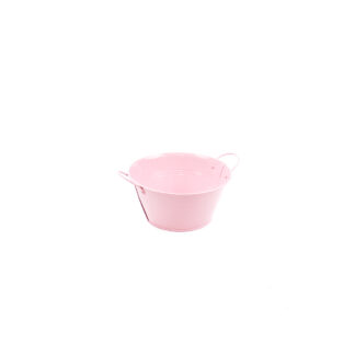 Zink rond met oren roze D18,5 H9 B12cm