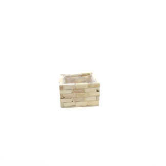 Houten bak blokjes en schors vierkant 17x17 H10,5cm