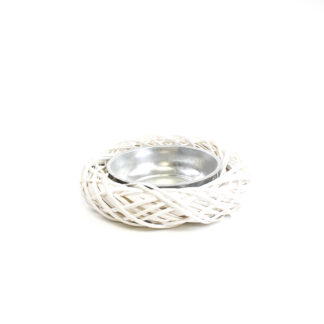 Mand krans wit D40cm met zinken pot
