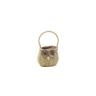 Uil watergras touw ovaal met hengsel bruin 13x9 H13/24cm