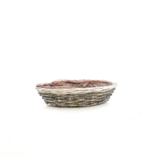 Mand wilg grijs met witte bovenrand boot 37x13 H9 B25x8cm