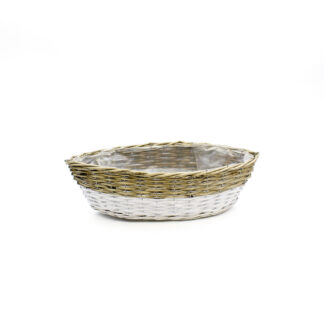 Mand bruin/naturel met onderkant wit boot 43x19 H13cm