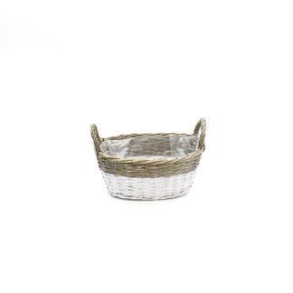 Mand bruin/naturel met onderkant wit met oren ovaal 27x20 H12cm
