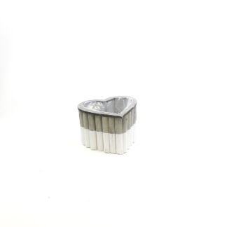 Houten hart wit/grijs D20 H13cm