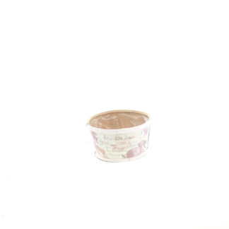 Spaanhout licht-groen met bloemprint rond D20 H11cm