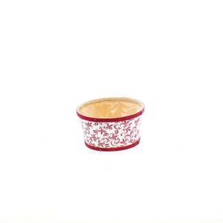 Spaanhout wit met print rood barok rond D20 H11cm