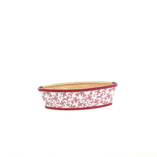 Spaanhout wit met print rood barok boot 38x13 H10cm