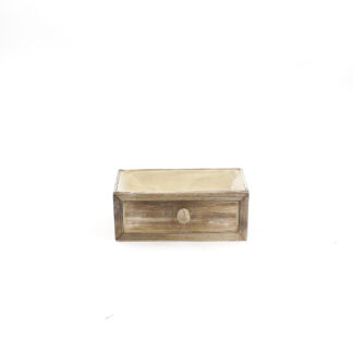 Houten lade naturel/grijs 25x13 H10cm