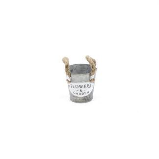 Zinc bucket with rope ears "Flowers & Garden" D10cm