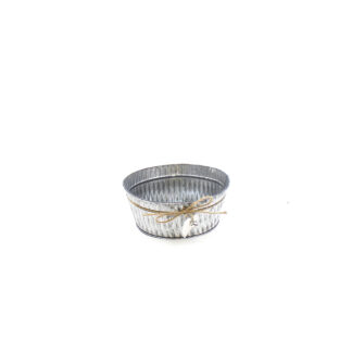 Zink verticale strepen whitewash met touw en houten hart wit en zilveren hartjes rond D22cm