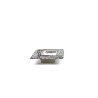 Plateau zink vierkant met schors rand grijs 25x25 (14x14) H7cm
