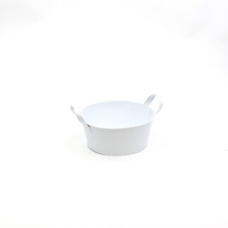 Zink wit met stippen patroon met zinken oren rond D22 H9cm