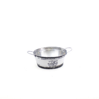 Zink wit met zwart wash randen "Vintage Garden" met metalen oren rond D22 H9 B17cm