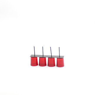 Metalen plateau met 4 glascups rood op steker 6cm (12st./doos)