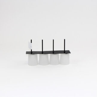 Metalen plateau met 4 glascups mat wit op steker 6cm (12st./doos)