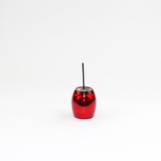 Ronde glas ei antiek rood D6 H8 op steker 7,5cm