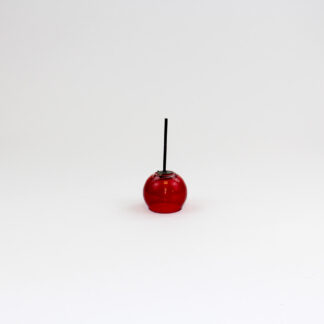 Ronde glasbal rood D6,5 H5,5 op steker 7,5cm