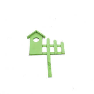 Houten huis groen op steker