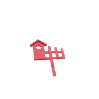 Houten huis rood op steker