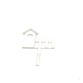 Houten huis wit op steker
