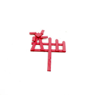 Houten windmolen rood op steker