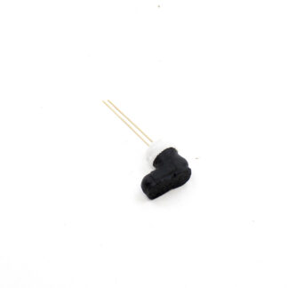 Grote plastic laarzen 5x5x5.5 met zwarte glitter en 2 stekers 9cm